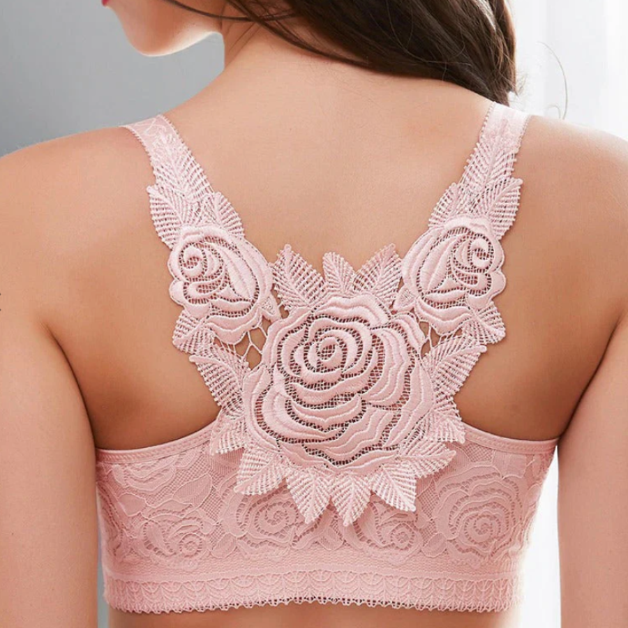 Front Closure Wireless Embroidery Bra