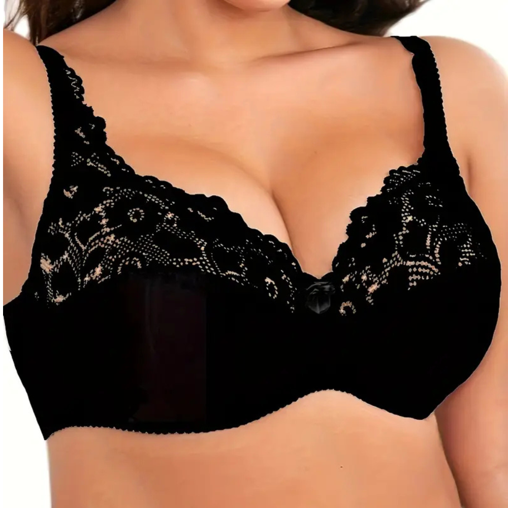 Soutien-gorge cache-cœur à armatures en dentelle grande taille